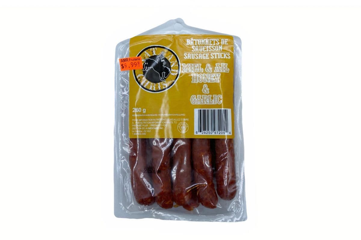 Nat & Chris bâtonnets de saucisse miel et ail / Honey Garlic Salami Sausage Sticks (260 g)