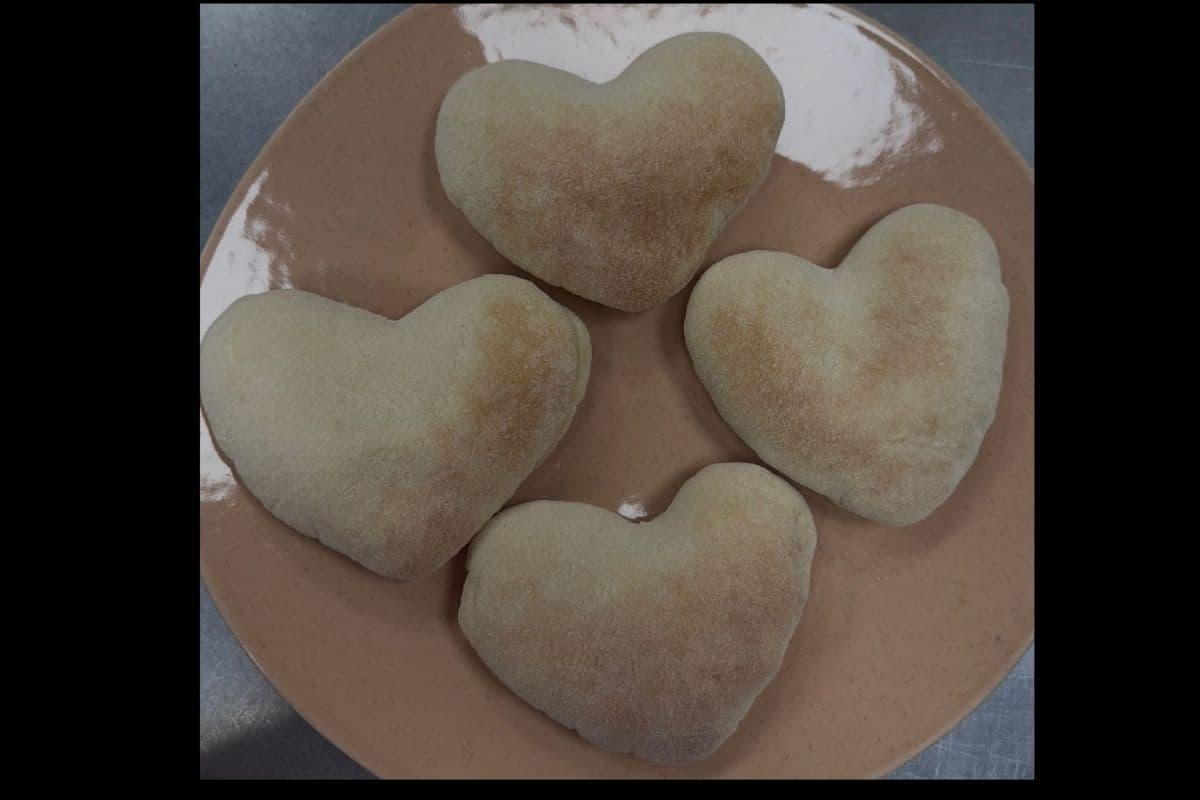 Heart-shaped bread for Valentine's Day