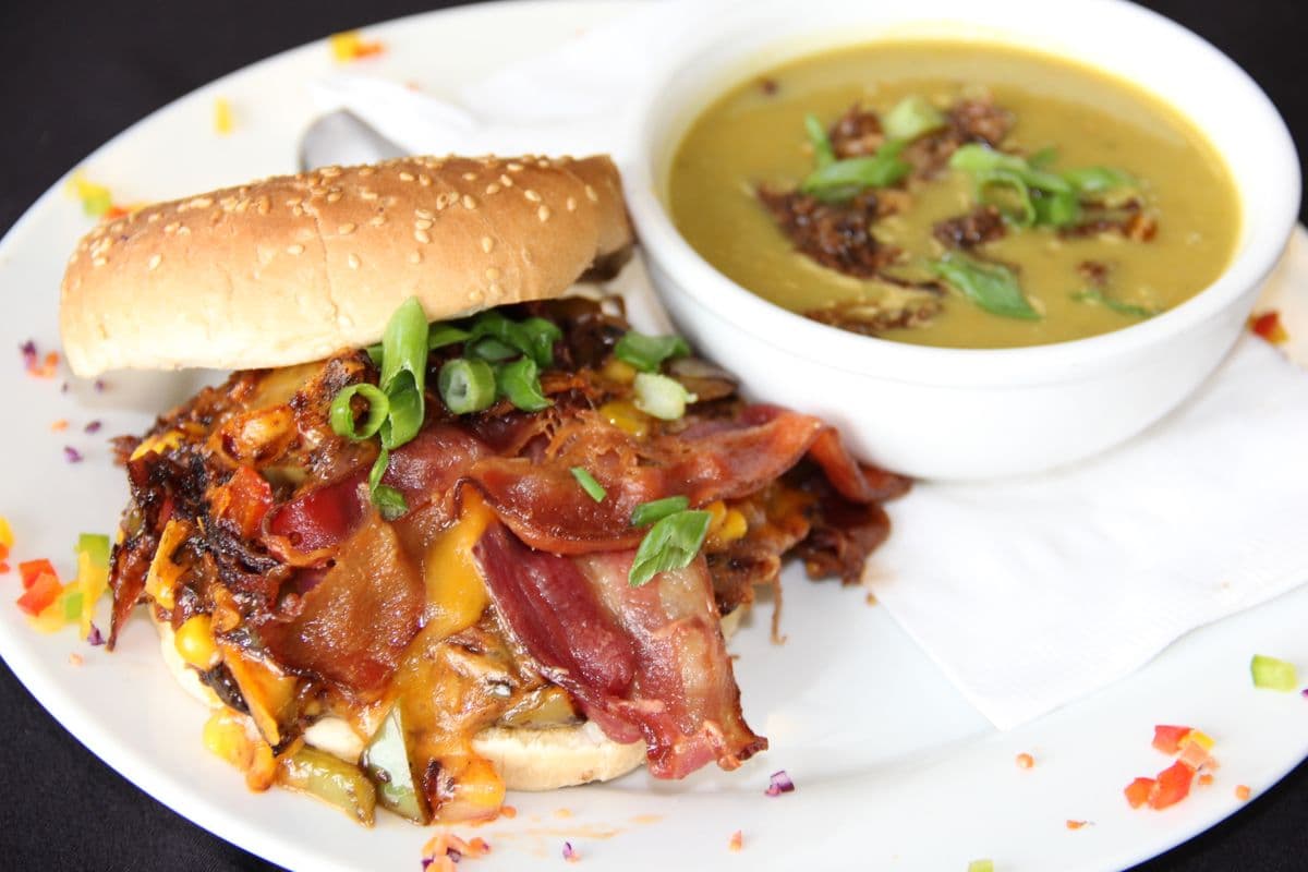 Pulled Pork Bacon Cheddar Sandwich