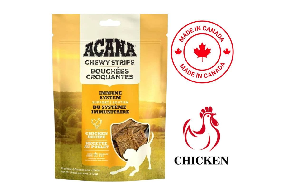 Acana Chewy Strips Immune System Support Chicken Dog Treats (113 g)
