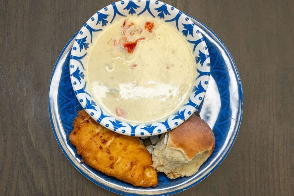 Seafood Chowder (Roll and Small Piece of Fish)