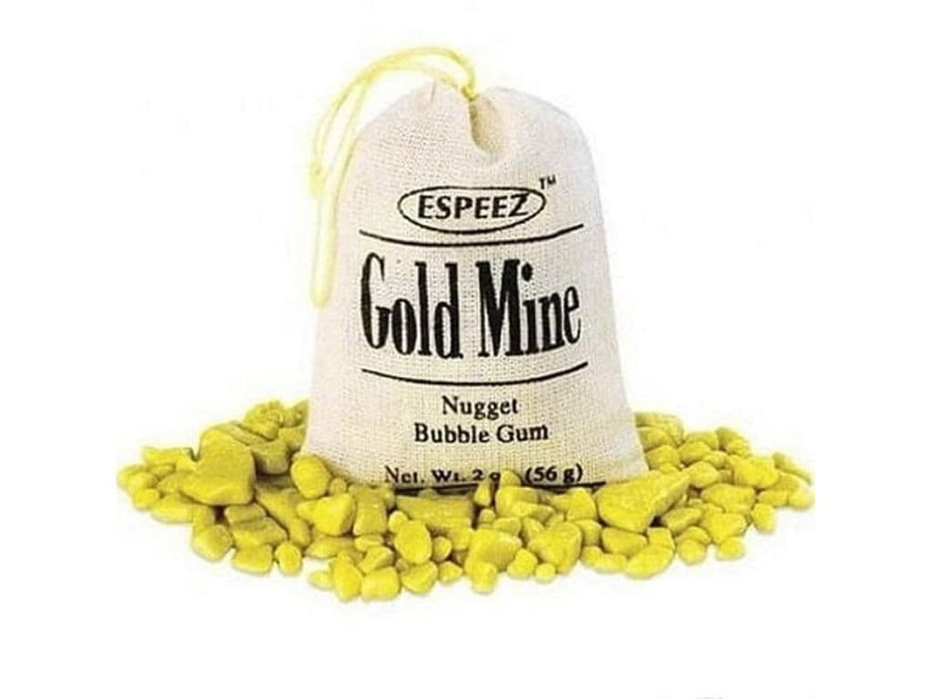 Espeez Gold Mine Golden Nugget Sack Bubblegum 56g Novelty Candy