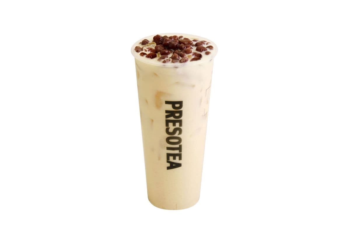 Japanese Genmaicha Milk Tea with Red Bean