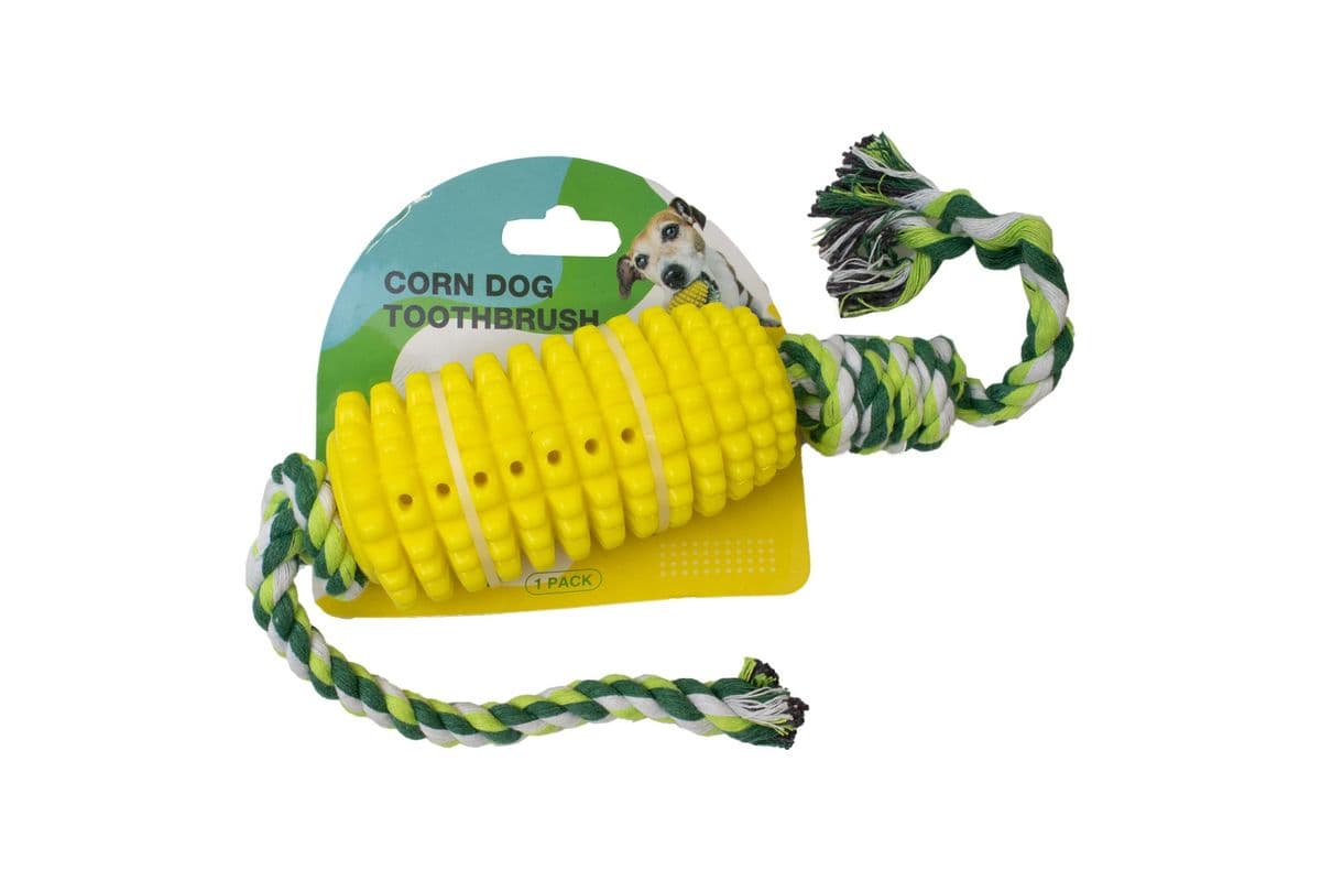 Pampered Pal Dog Toy Dental Corn Cob Tug Yellow