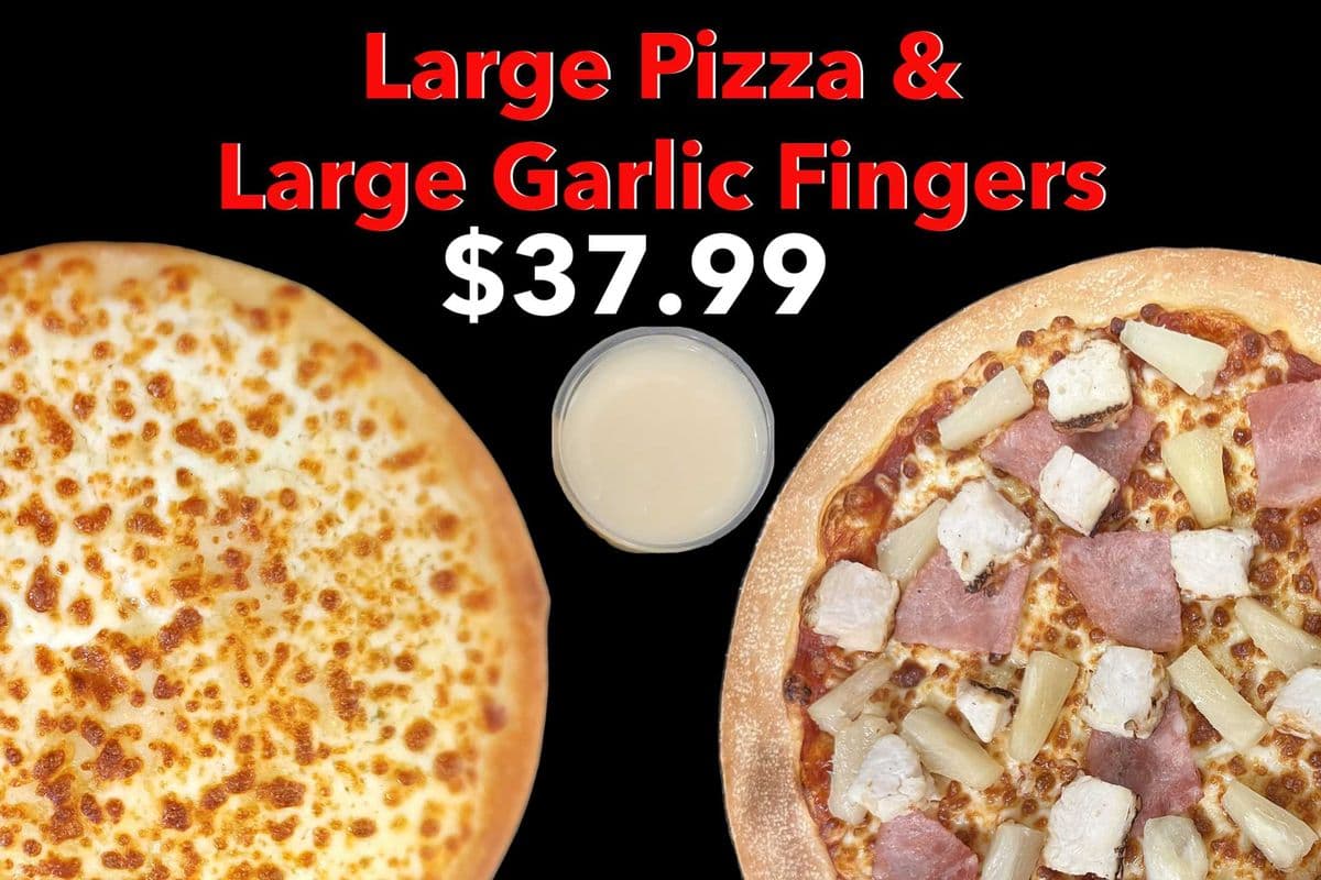 Large Pizza and Large Garlic Fingers