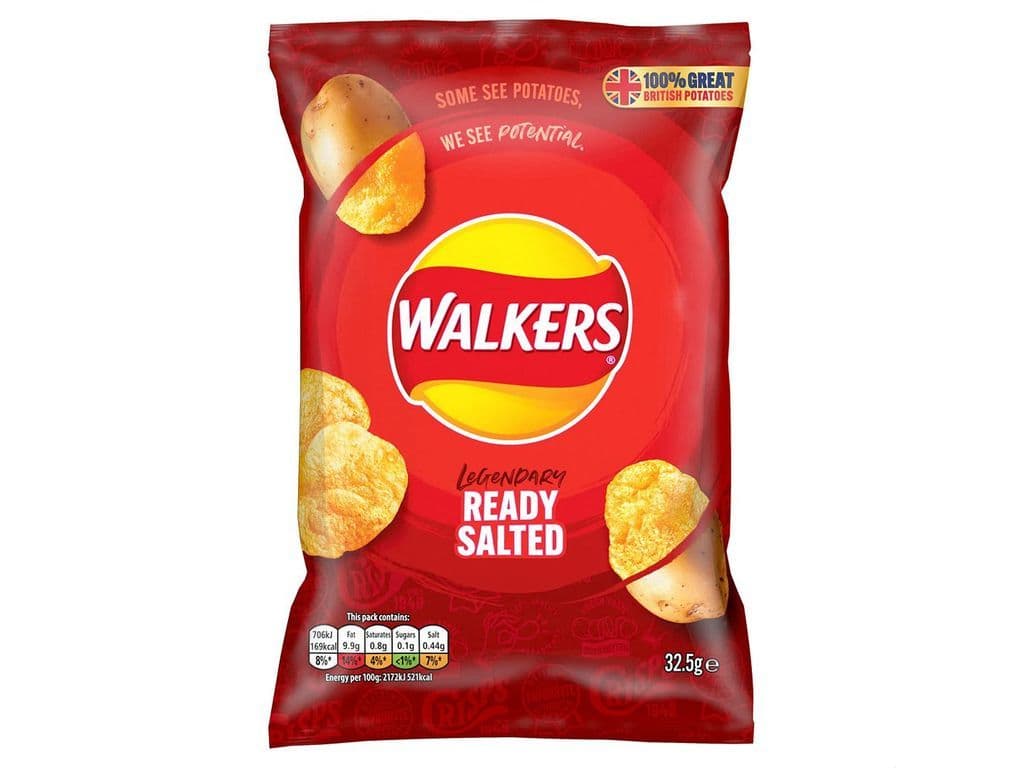 Walkers Ready Salted Potato Crisps UK 32.5g British Chips