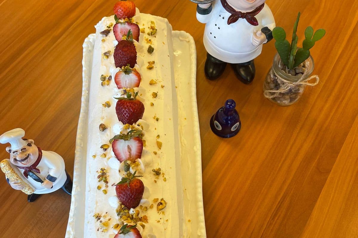 Strawberry Pistachio Roll Cake