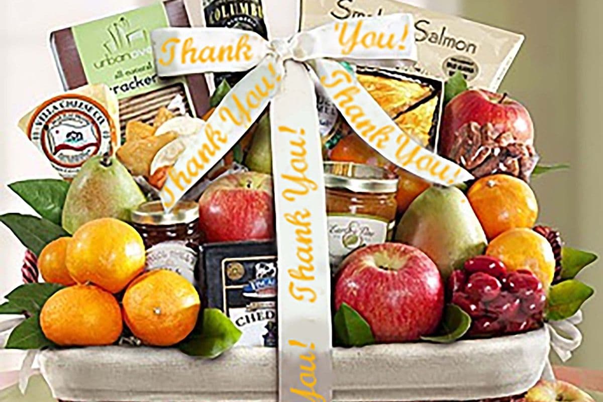 Thank You - Basket - Ribbon Fruit & Gourmet Basket