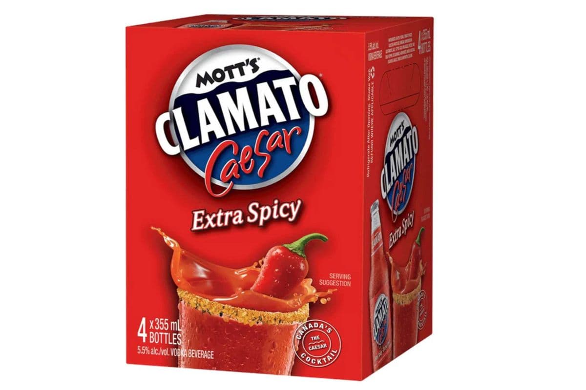 MOTTS CLAMATO CAESAR EXTRA SPICED 4 BOTTLES (4 x 355 ML)
