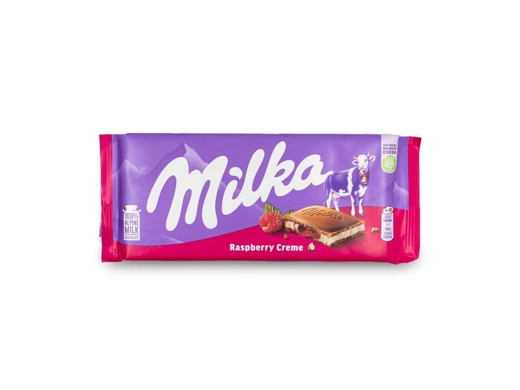 Milka Raspberry Creme Chocolate Bar