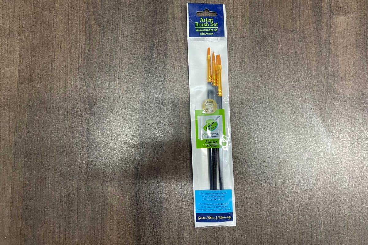 Golden Nylon Paint Brush Set of 3 (3 pcs)
