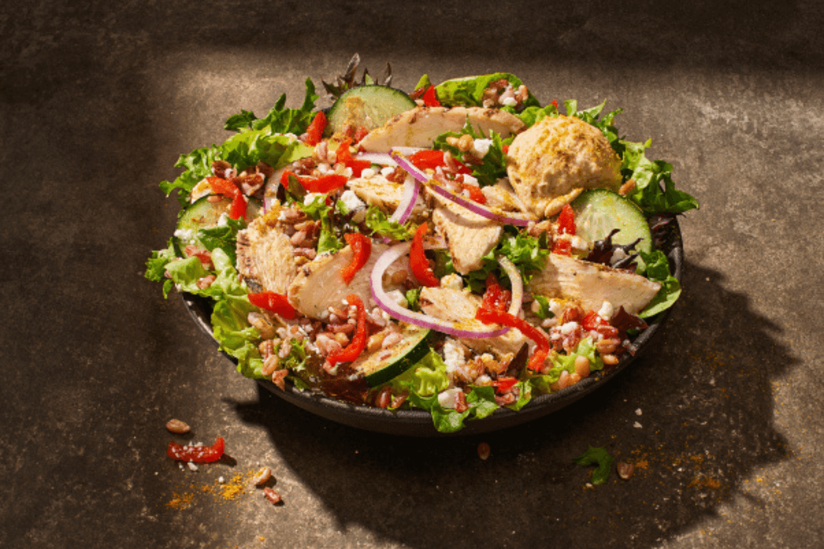 Mediterranean Chicken Greens with Grains Salad