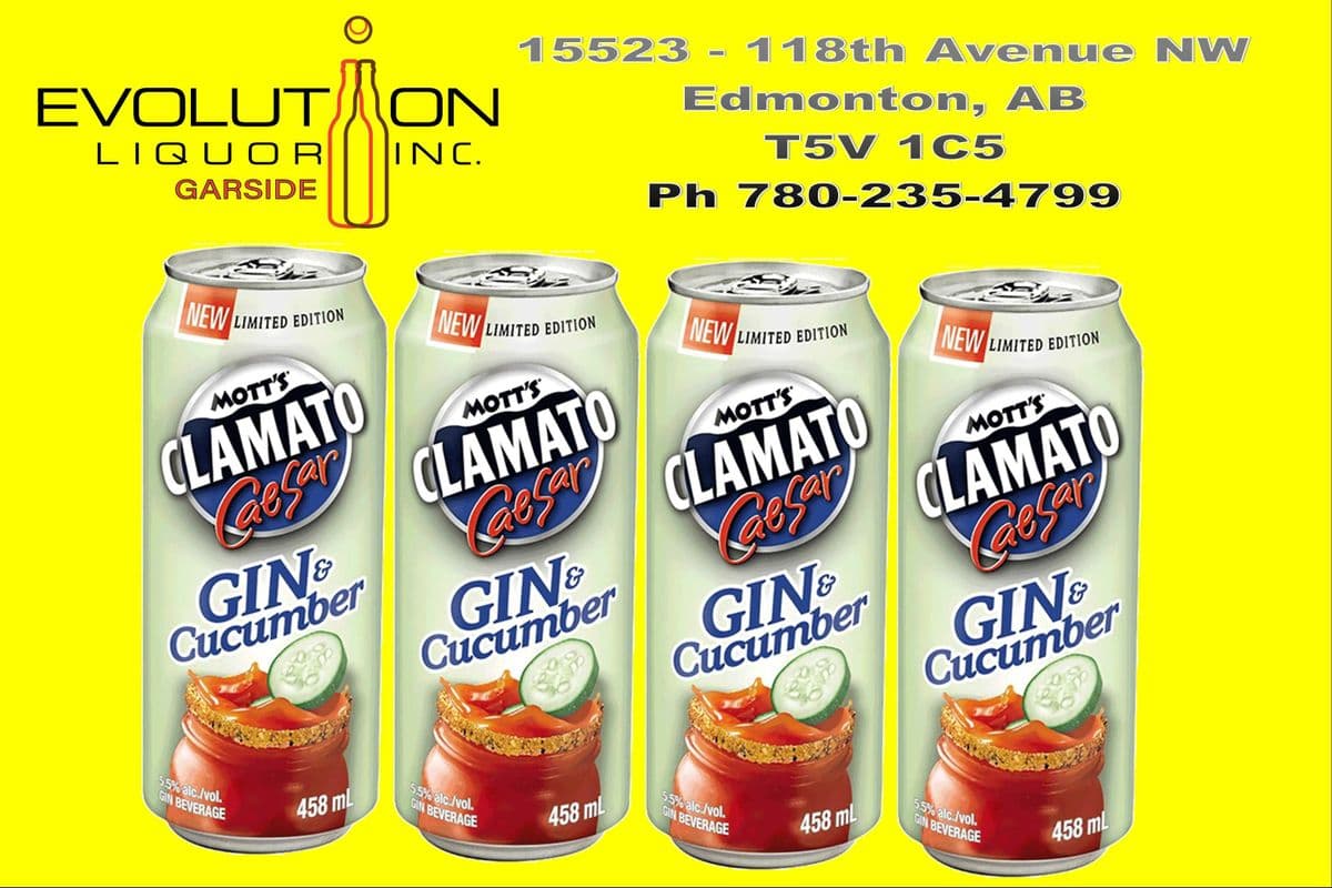 Mott's Clamato Caesar Cucumber Gin C458-04 (4 x 458 ml Can)