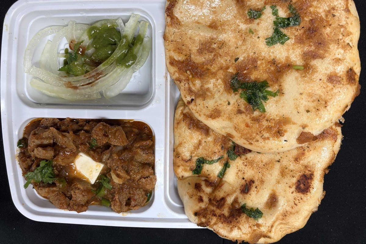 Nutri Kulcha or Soya Chunks with Two Naan Bread