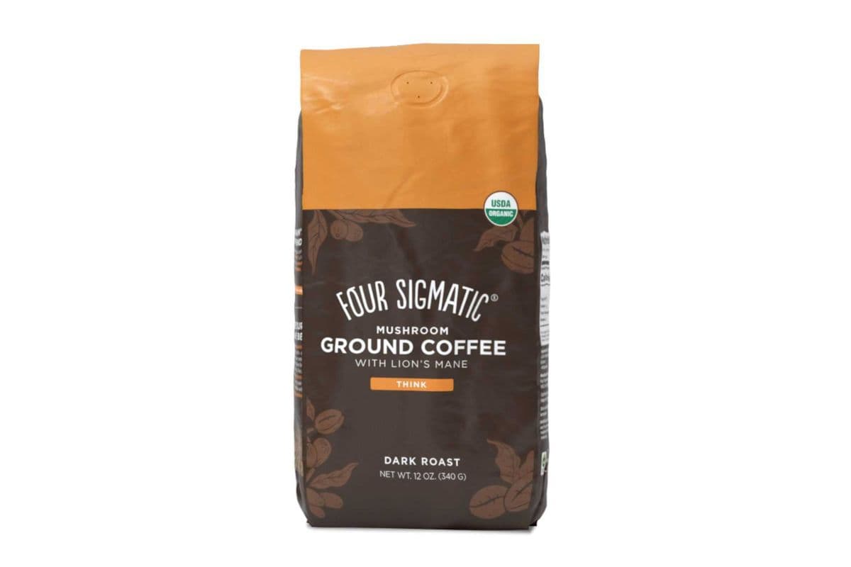 FOUR SIGMATIC THINK MUSROOM GROUND COFFEE (WITH LION'S MANE & CHAGA), 340 G/ 12 OZ, ORGANIC, VEGAN, FAIRLY TRADED, WITH MUSHROOMS (340 g)