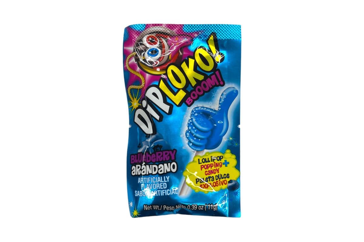 Diploko BlueBerry Popping Candy & Lollipop (Mexico) (11g) (45 Cal)