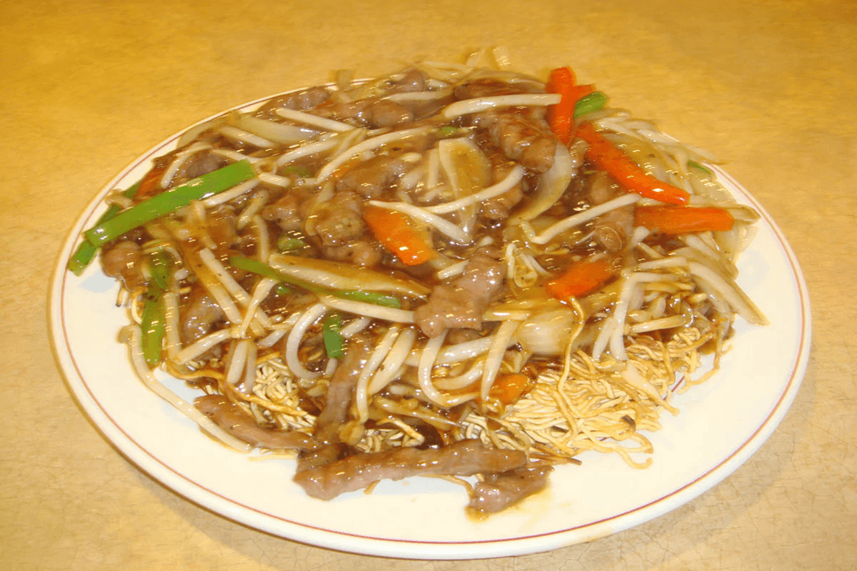 9. Teriyaki Chicken on Crispy Noodles