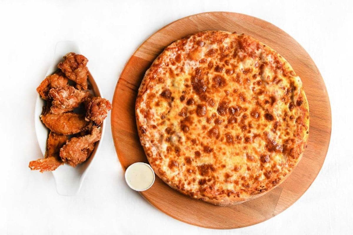 One Small cheese pizza and 8 Wings