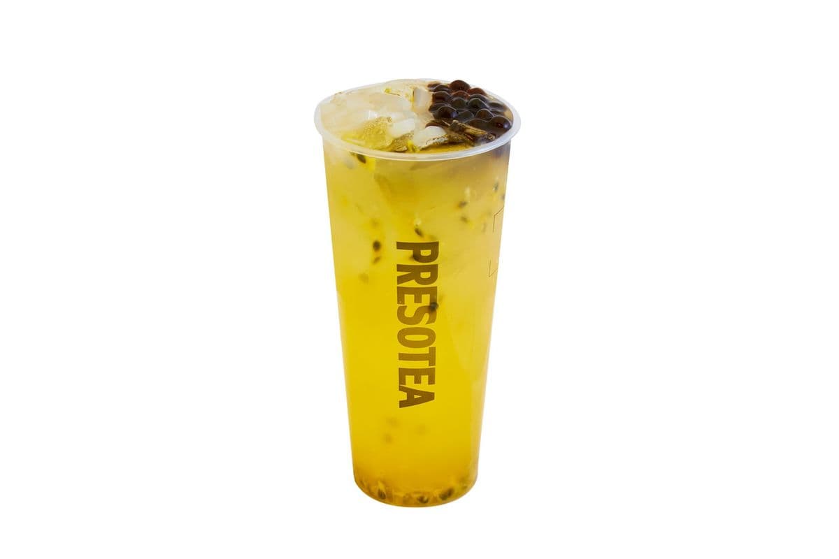 Passion Fruit Green Tea with Tapioca and Lychee Jelly