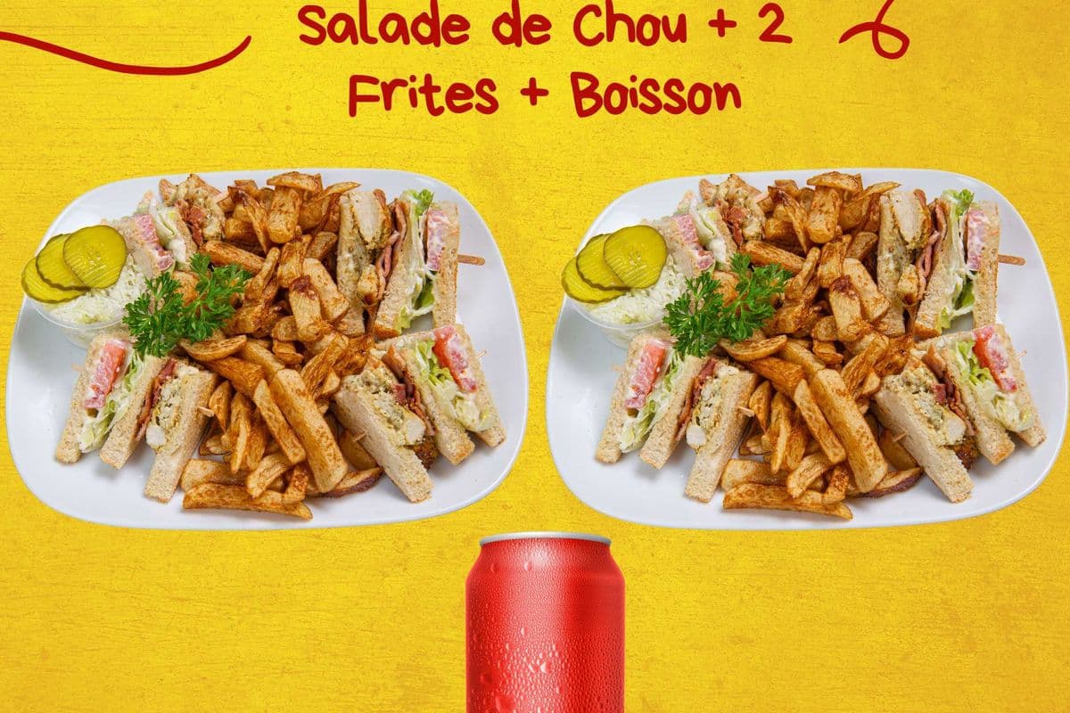 2 Club Sandwich + 2 Salade de Chou + 2 Frite + Boisson