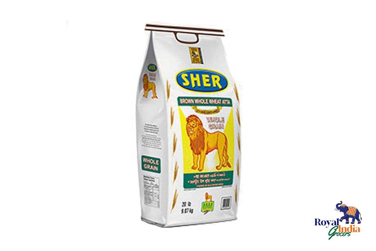 Sher Brown Whole Wheat Atta (20 lb)