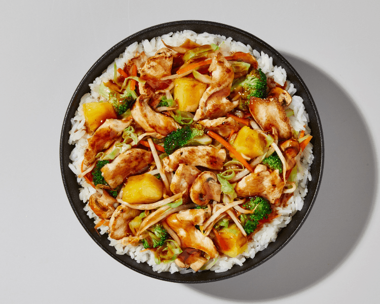 Poulet Teppanyaki à l'ananas avec riz