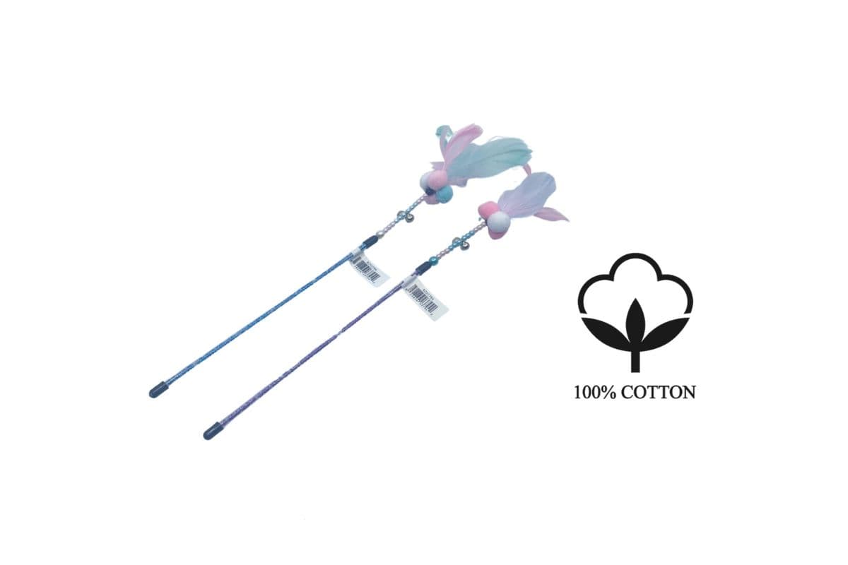 BuD'z - Feather Duster Toy For Cats - Cotton Candy