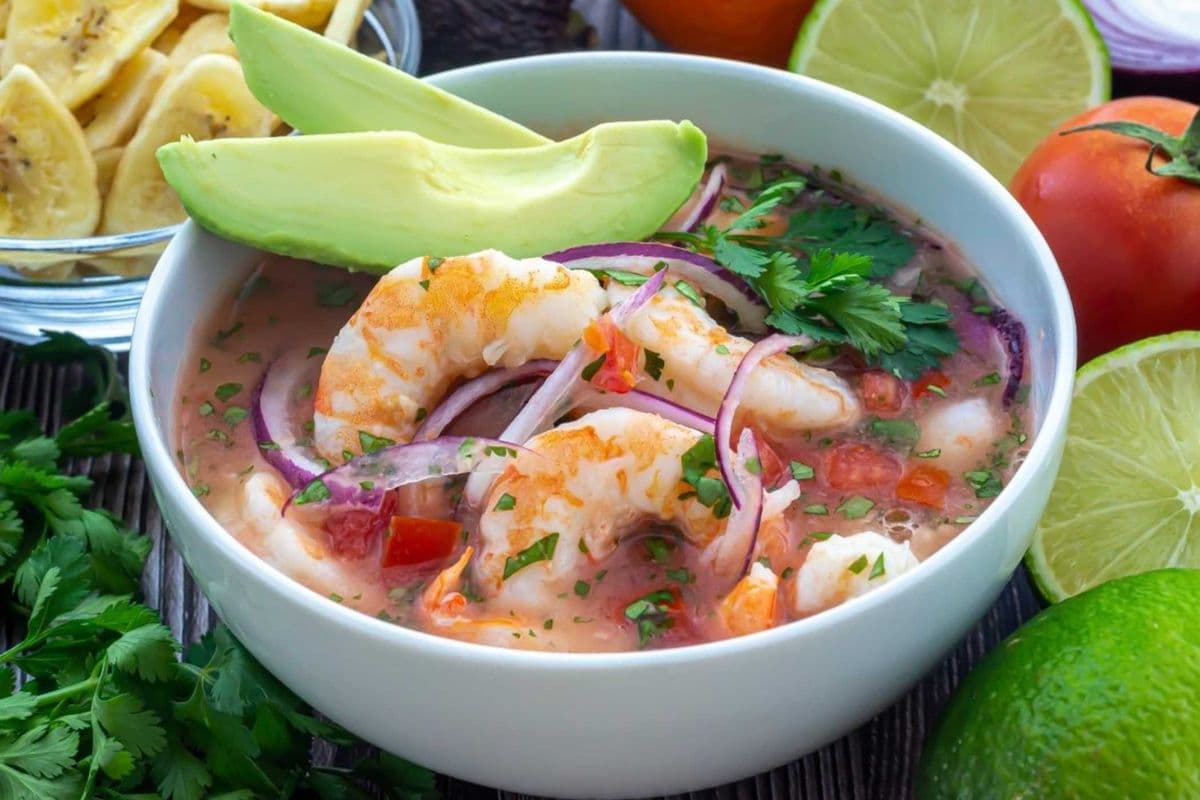 Ceviche de Camaron Ecuatoriano, Chifle Y Aji