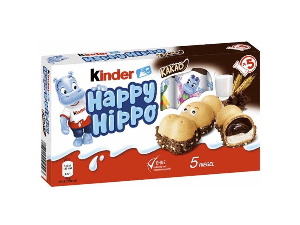 Kinder Happy Hippos Cocoa 5 Pack Cream Filled Wafers