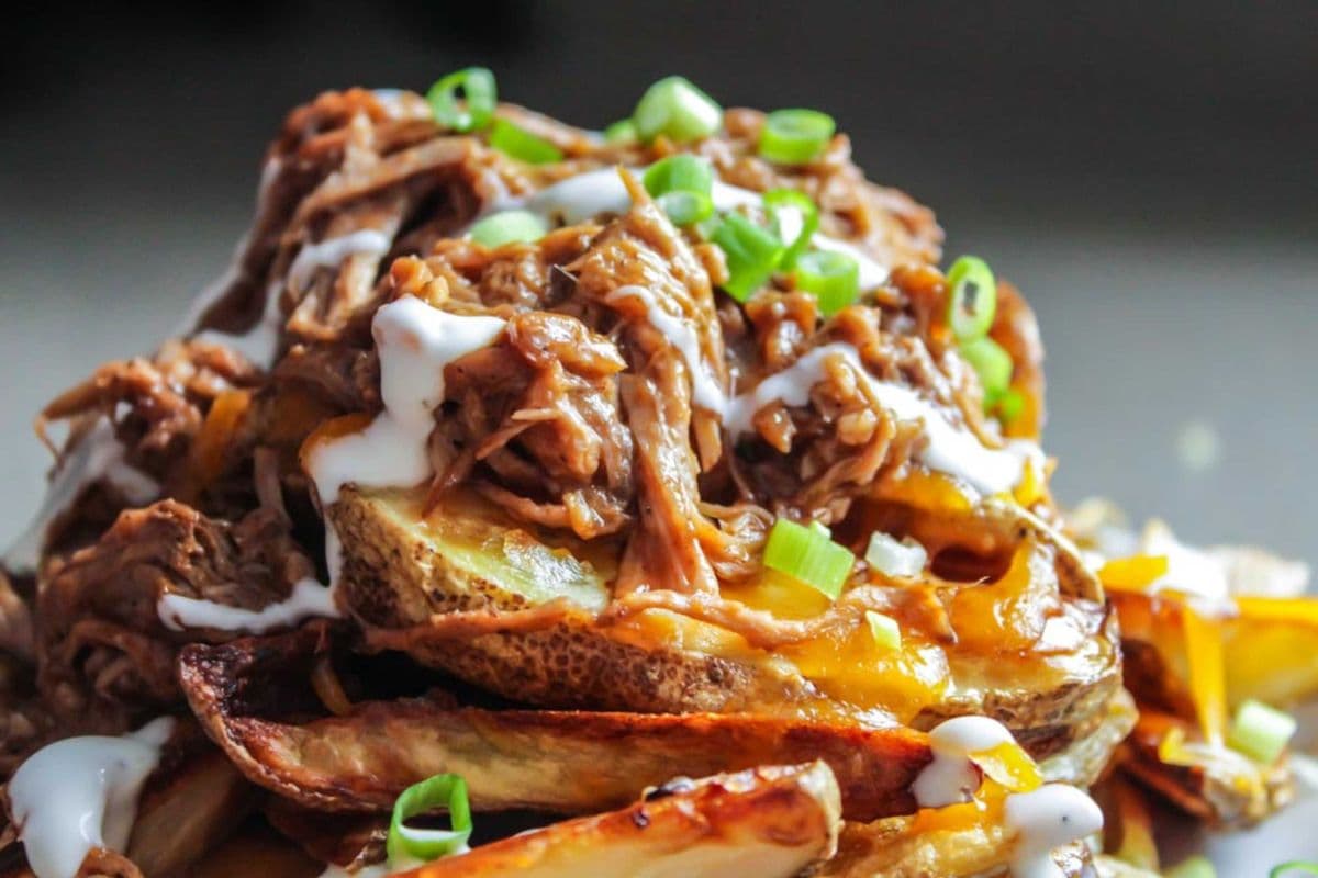 Pulled Pork Red Onion Poutine