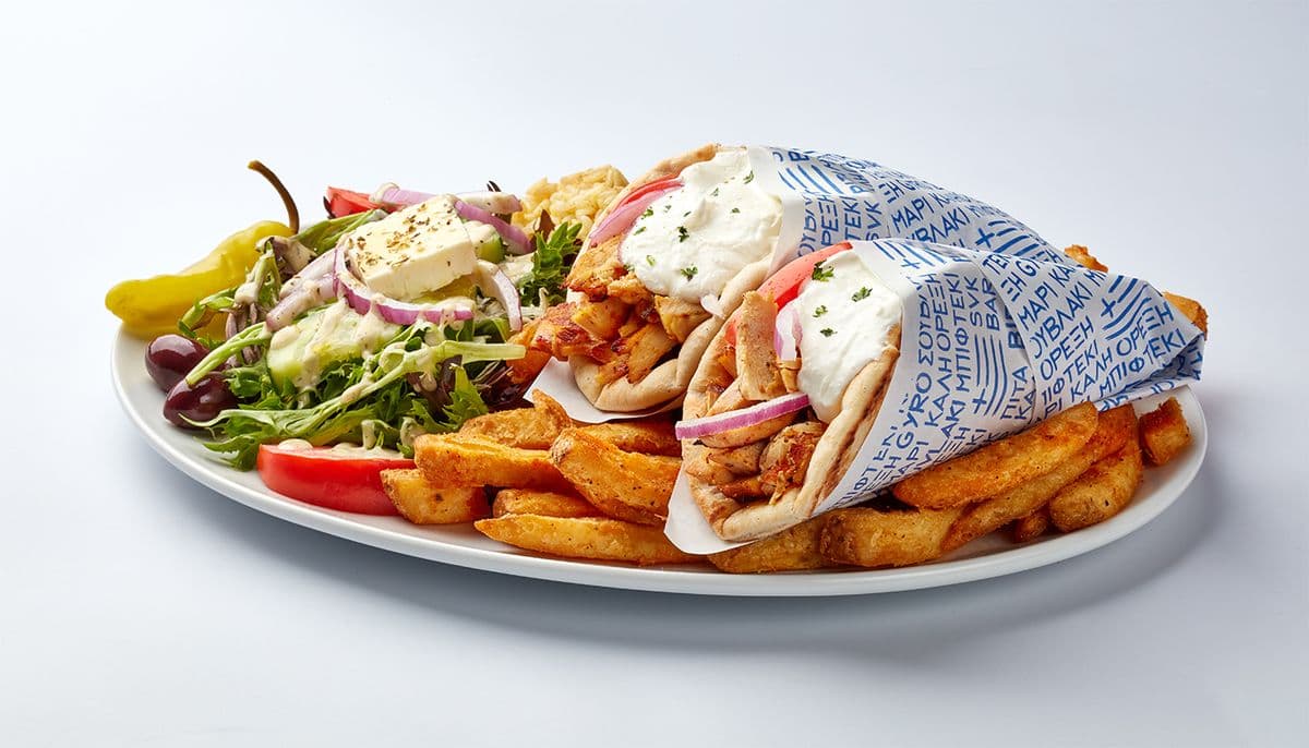 Plat de pita au gyros de poulet (2 mcx) / Gyros of Chicken Pita Plate (2 pcs)