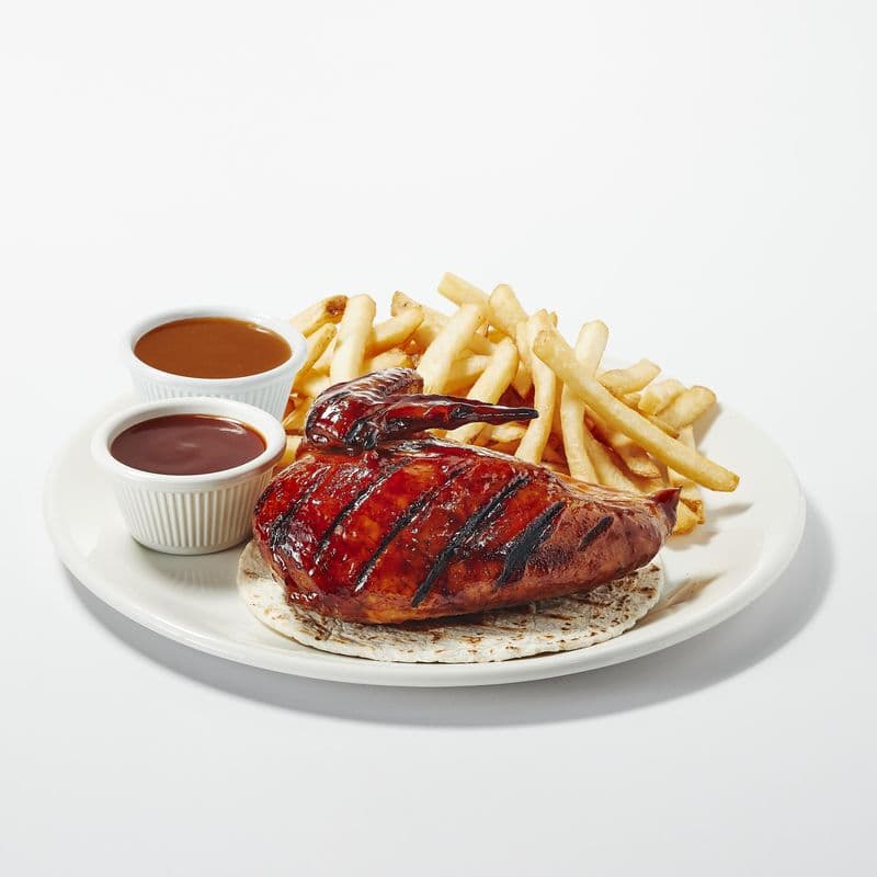 Repas quart de poulet poitrine saveur BBQ aux pommes / Quarter chicken breast apple BBQ flavored