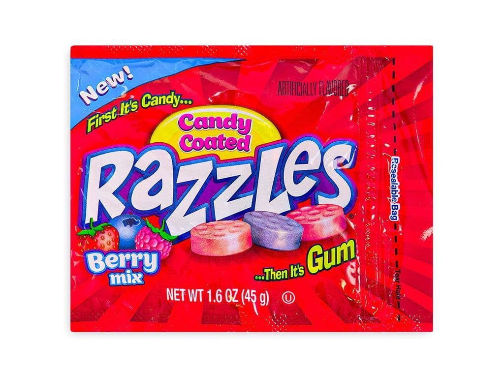 Razzles Berry Mix Candy Gum Fruity 45g