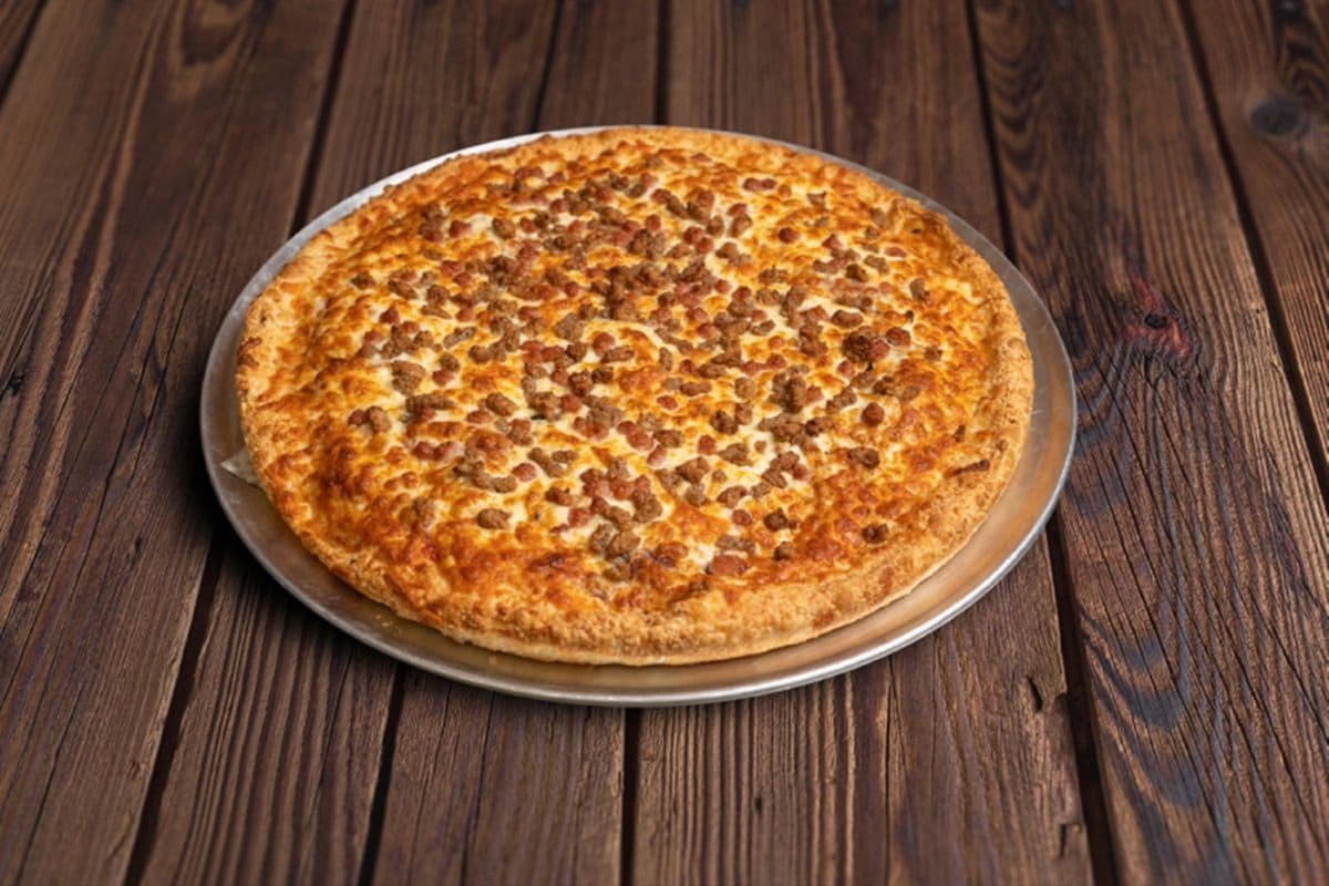 13. 10" Small Salami, Mushroom, Beef, Bacon, and Italian Sausage Pizza