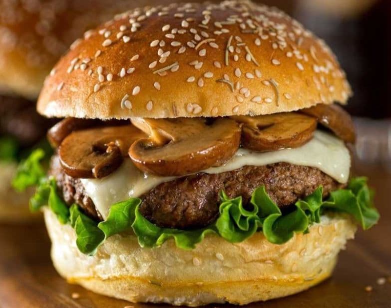 High End Mushroom Swiss Melt Burger
