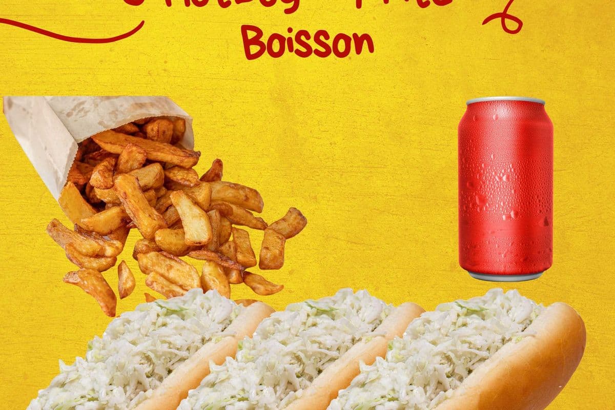 3 Hot-Dogs + Frite + Boisson