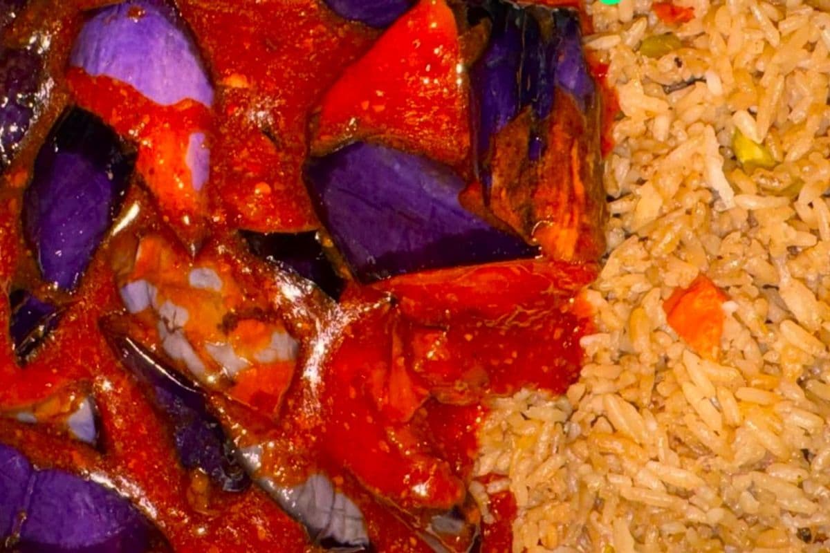 Eggplant in Szechuan Sauce with Rice