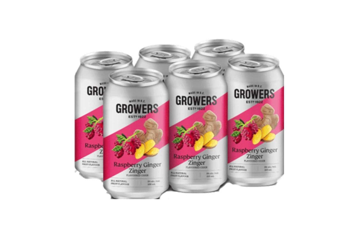 Growers Raspberry Ginger (1 x 355ml x 6 Cans )