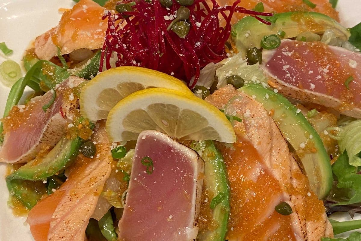 Tuna and Salmon Tataki Salad