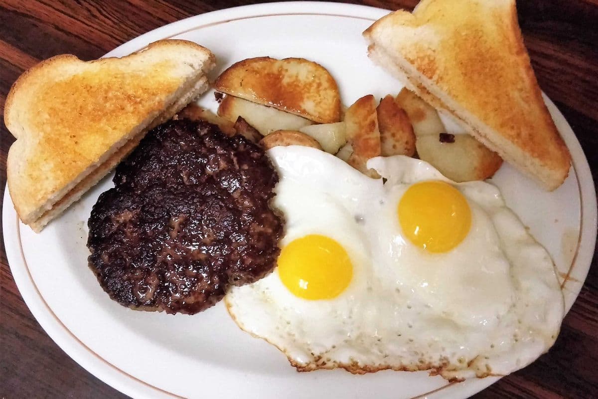 Hamburger Steak with Two Eggs