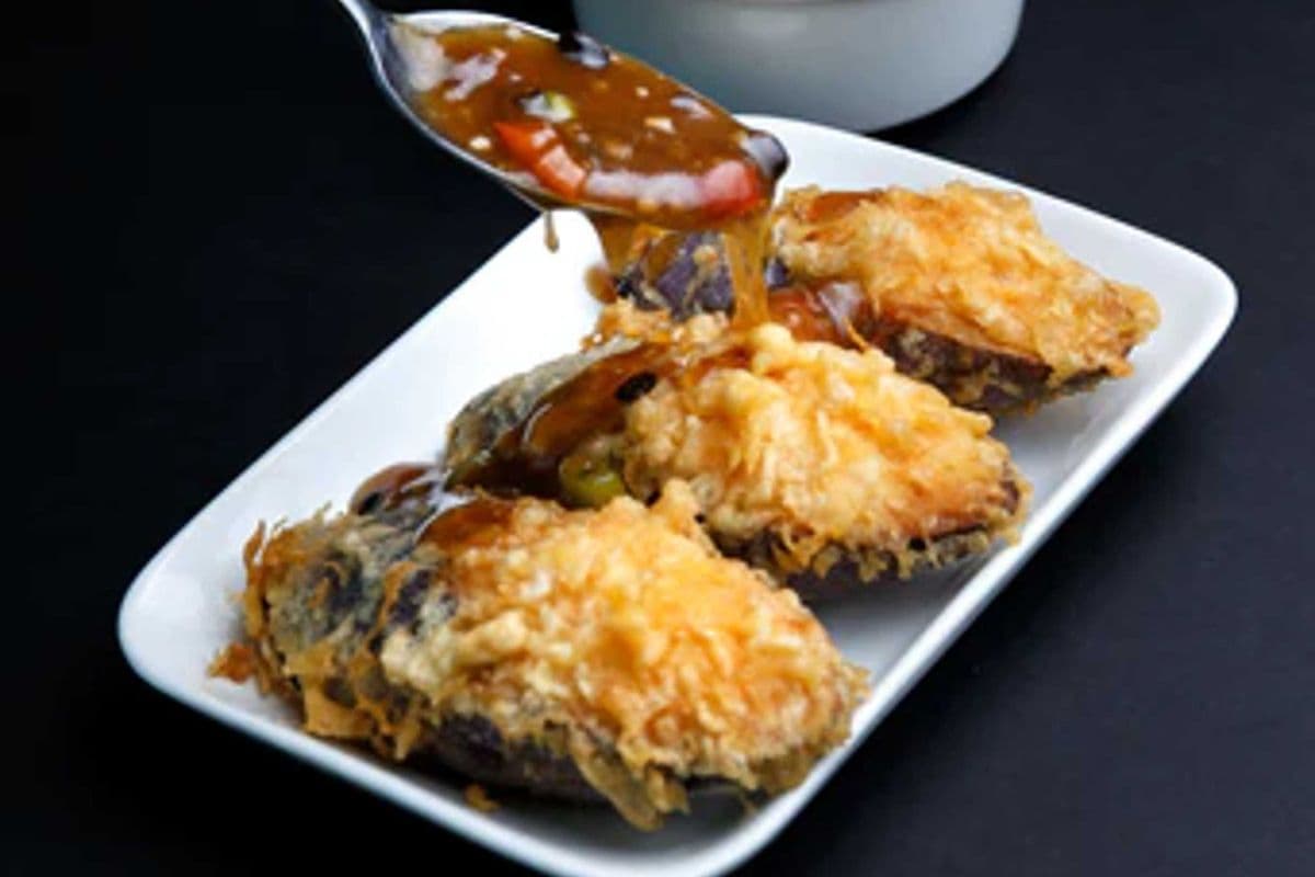 47. Deep-Fried Eggplant with Shrimp Paste