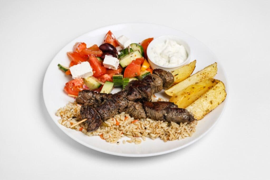 BEEF TENDERLOIN SOUVLAKI DINNER
