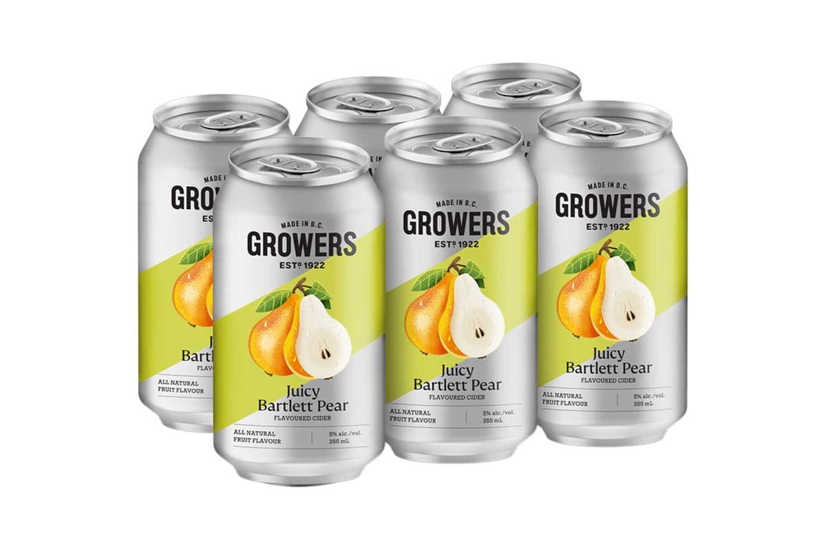 Growers Bartlett Pear (6 x 355ml Cans)
