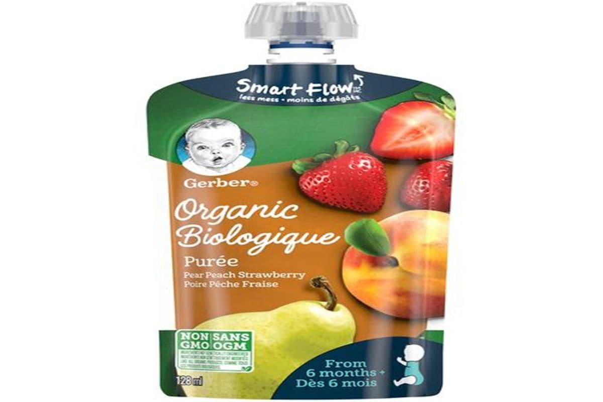 Gerber Organic Purée Pear Peach Strawberry Baby Food (128 ml)