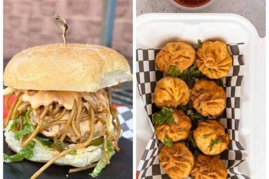 Combo Veggie Noodles Burger ,Fried Paneer Momos Pop