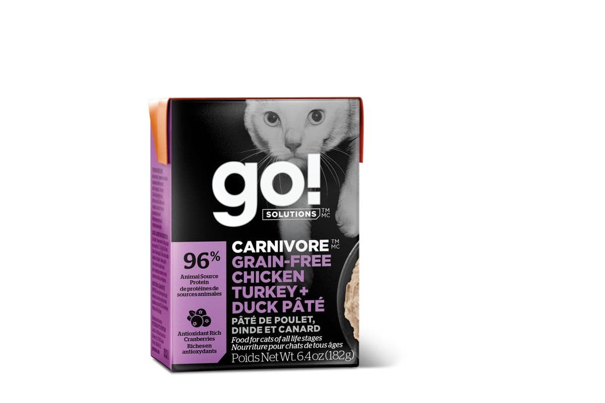 Go! Solutions Carnivore Chicken, Turkey, and Duck Pate Grain-Free Wet Cat Food (6.4 oz)