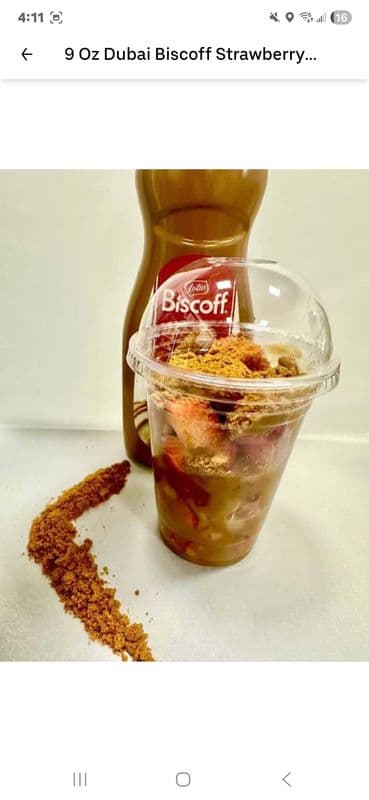 16 Oz Dubai Biscoff Strawberry Cup