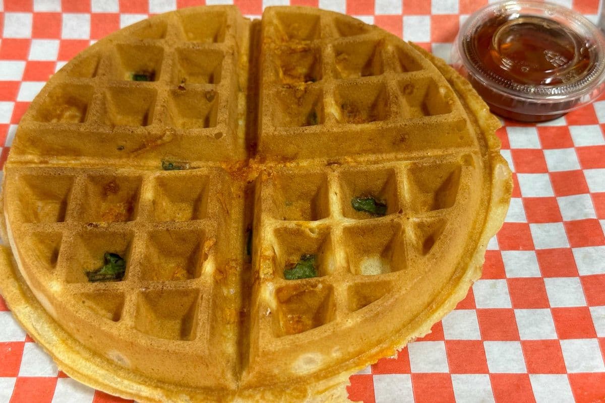 Fresh Waffle with Jalapeno and Cheddar