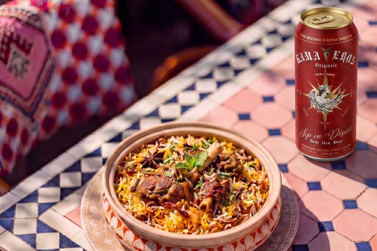 KAMA EROS INDIAN BEER WITH GOAT BIRYANI