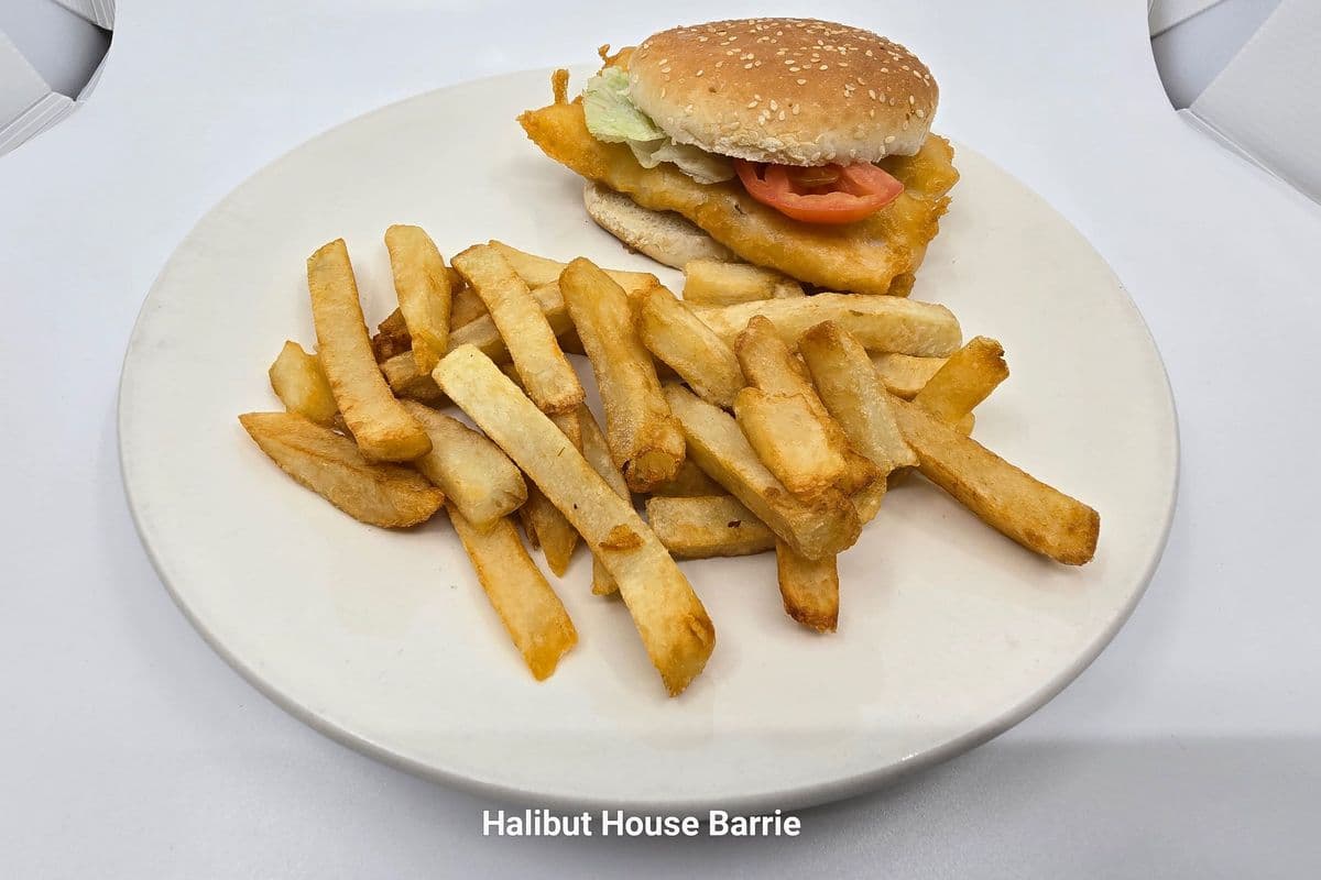 Halibut on a Bun with Chips